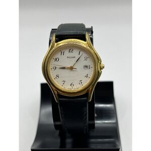 Pulsar by Seiko Women's Quartz Watch Black Leather Band V782-0520- New Battery!‎